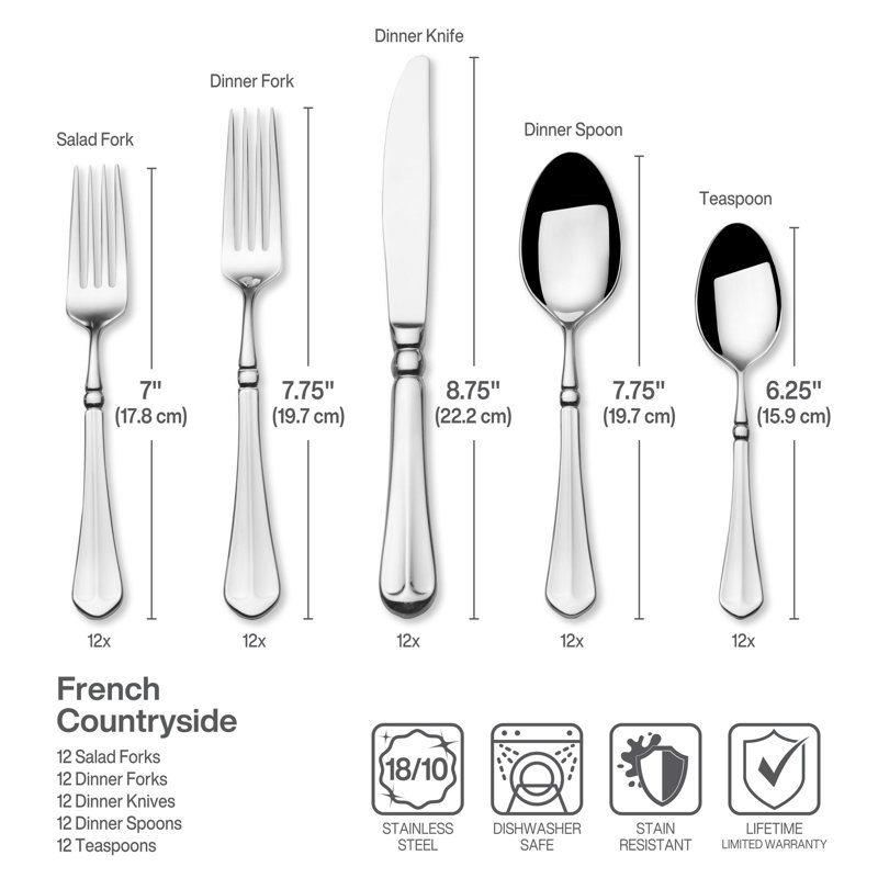 Mikasa French Countryside 65Piece 18/10 Stainless Steel Flatware